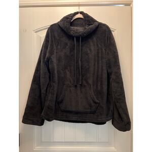 Gap Body Women’s Cozy Cowlneck Drawstring Fleece Pullover Sweater‎ Size L Black